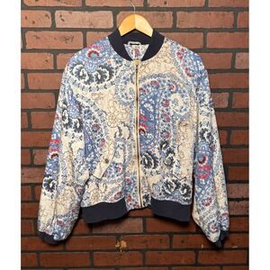 Free People Paisley‎ Floral Multicolored Zip Bomber Jacket Women's Size Small